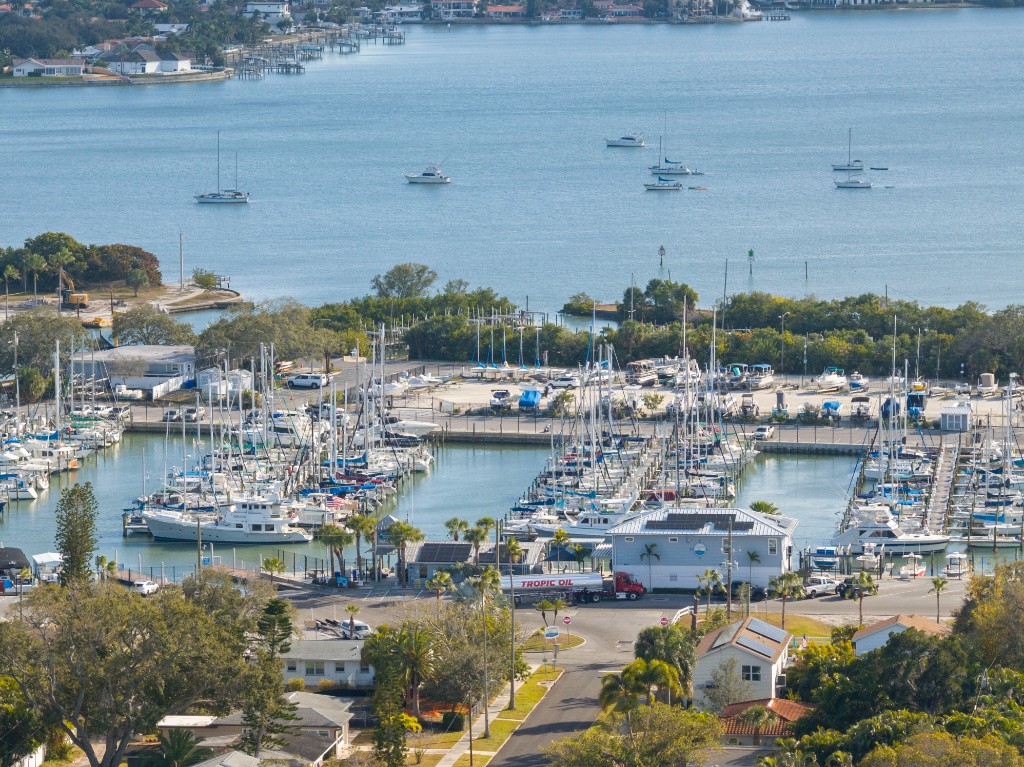 Aerial view of Tampa Bay marina and waterfront
